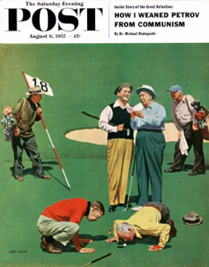 Saturday Evening Post - 1955-08-06: Eighteenth Hole (John Falter)