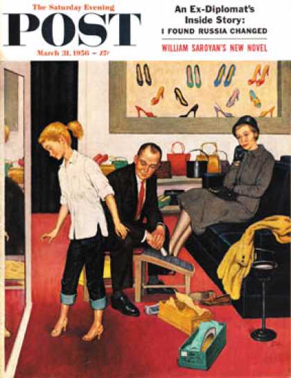 Saturday Evening Post - 1956-03-31: First Pair of Heels (Amos Sewell)