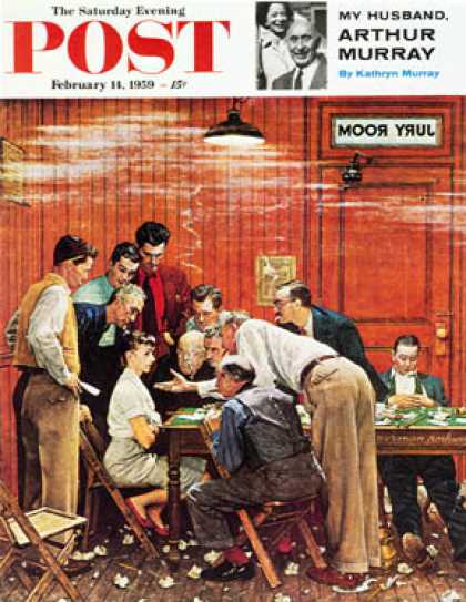 Saturday Evening Post - 1959-02-14: "Jury" or "Holdout" (Norman Rockwell)