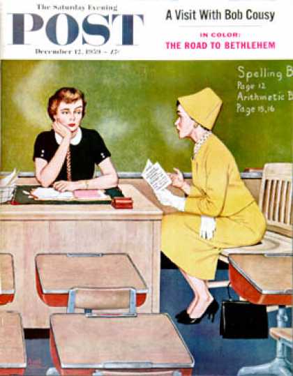 Saturday Evening Post - 1959-12-12: Parent - Teacher Conference (Amos Sewell)