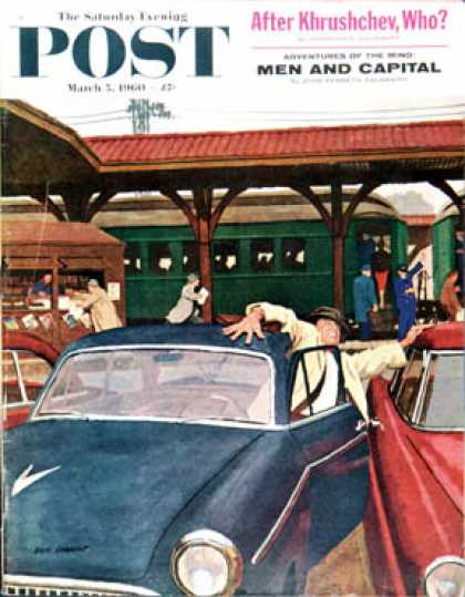 Saturday Evening Post - 1960-03-05: Cramped Parking (Richard Sargent)