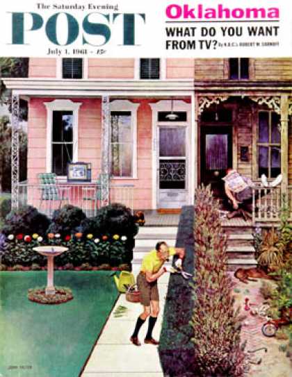Saturday Evening Post - 1961-07-01: Tidy and Sloppy Neighbors (John Falter)