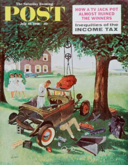 Saturday Evening Post - 1961-07-15: Working on the Jalopy (George Hughes)