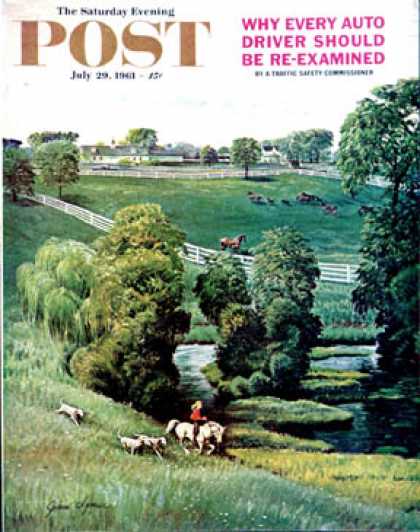 Saturday Evening Post - 1961-07-29: Green Kentucky Pastures (John Clymer)