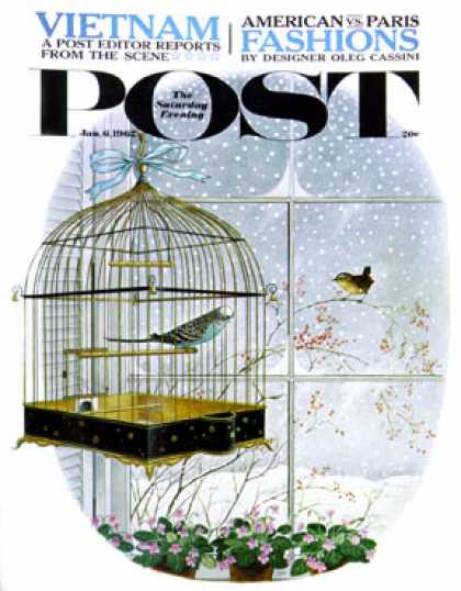 Saturday Evening Post - 1962-01-06: Birdtalk (Gyo Fujikawa)