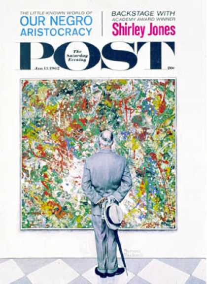 Saturday Evening Post - 1962-01-13: "Art Connoisseur" or   "Abstract and (Norman Rockwell)