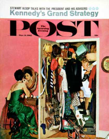 Saturday Evening Post - 1962-03-31: Hunting His Tux for the Party (Richard Sargent)