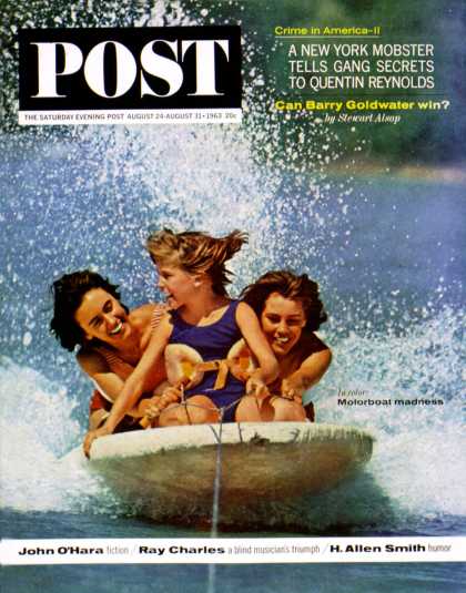 Saturday Evening Post - 1963-08-24: Skiboarding Behind Motorboat (Bob Huntzinger)