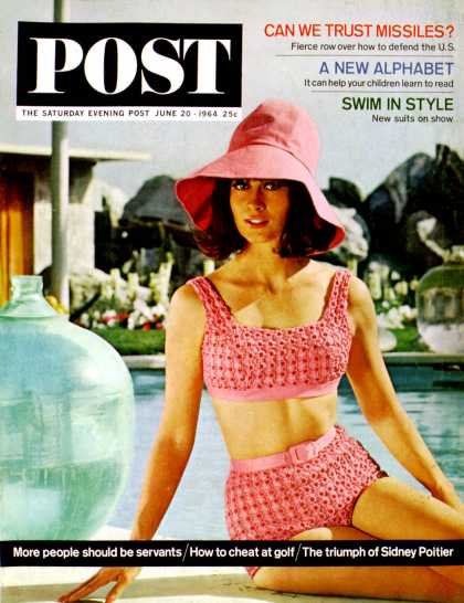 Saturday Evening Post - 1964-06-20: Pink Two-Piece Swimsuit (Lawrence J. Schiller)