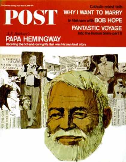 Saturday Evening Post - 1966-03-12: Papa Hemingway (Fred Otnes)