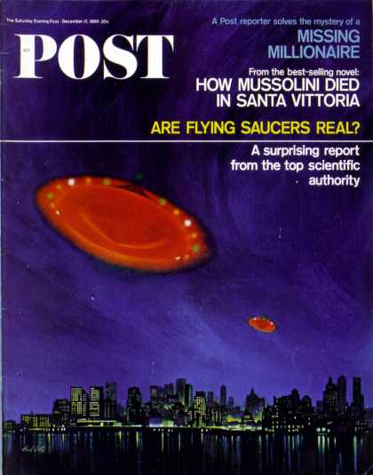 Saturday Evening Post - 1966-12-17: Are Flying Saucers Real? (Paul Calle)