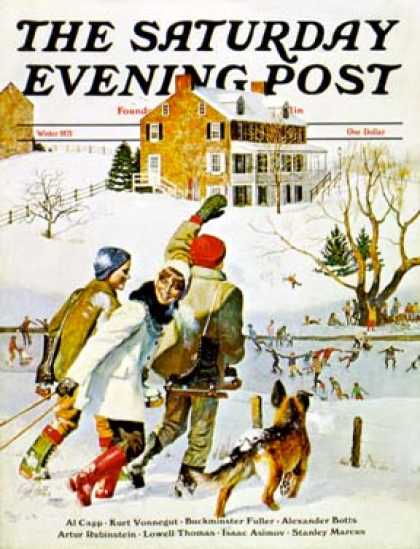 Saturday Evening Post - 1971-12-01: Ice-Skating in the Country (John Falter)