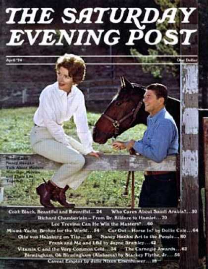 Saturday Evening Post - 1974-04-01: Nancy and Ronald Reagan (J. Engstead)