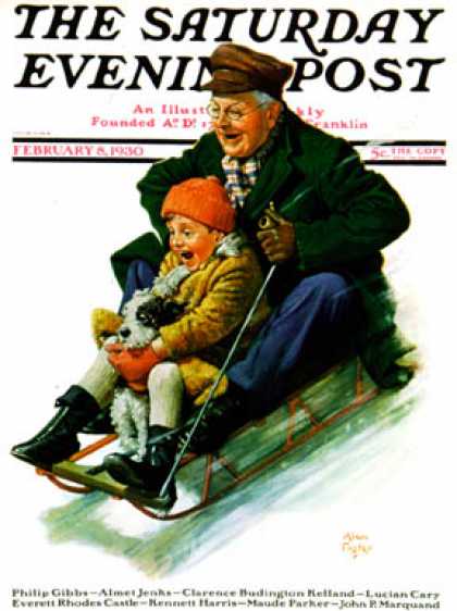 Saturday Evening Post - 1930-02-08: Sledding with Grandpa (Alan Foster)