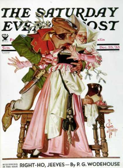 Saturday Evening Post - 1933-12-23: Stealing a Christmas Kiss (J.C. Leyendecker)