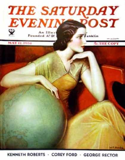 Saturday Evening Post - 1934-05-12: Woman and Globe (Wladyslaw Theodor Benda)
