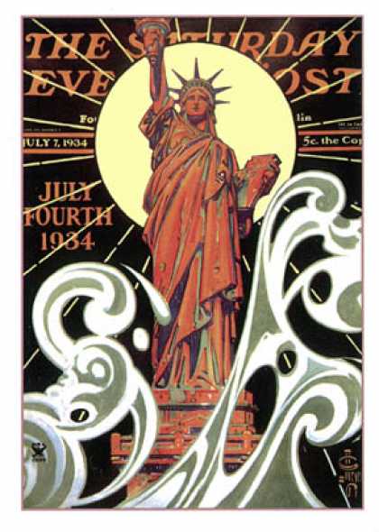 Saturday Evening Post - 1934-07-07: Statue of Liberty (J.C. Leyendecker)