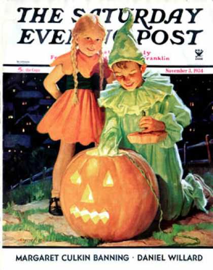 Saturday Evening Post - 1934-11-03: Lighting the Pumpkin (Eugene Iverd)