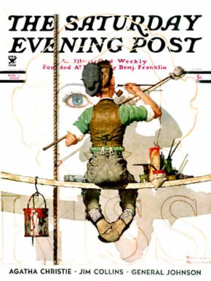 Saturday Evening Post - 1935-02-09: "Signpainter" (Norman Rockwell)