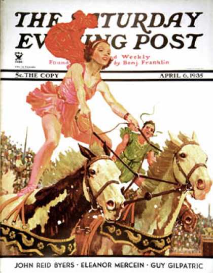 Saturday Evening Post - 1935-04-06: Circus Bareback Riders (Maurice Bower)