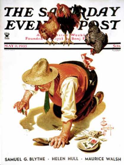 Saturday Evening Post - 1935-05-11: Hens and Gardner (J.C. Leyendecker)