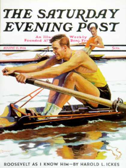 Saturday Evening Post - 1936-08-15: Sculling Race (Maurice Bower)
