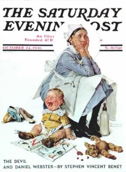 Saturday Evening Post - 1936-10-24: "Exasperated Nanny" (Norman Rockwell)