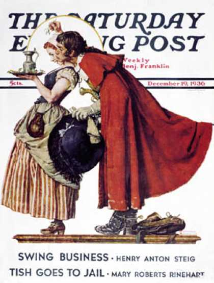 Saturday Evening Post - 1936-12-19: "Feast for a Traveler" (Norman Rockwell)