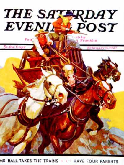 Saturday Evening Post - 1937-02-06: Speeding Stagecoach (Maurice Bower)