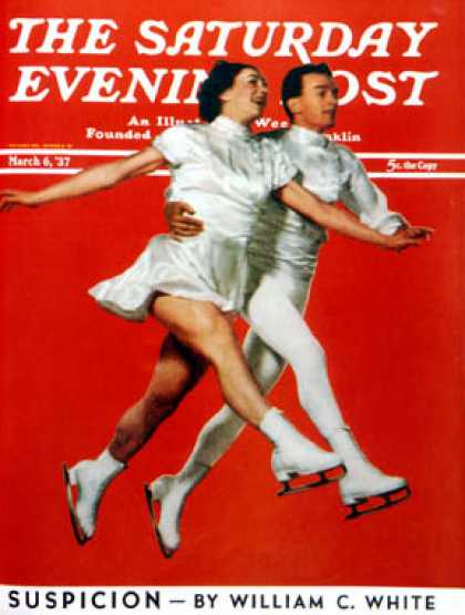 Saturday Evening Post - 1937-03-06: Ice-skating Pair (V. Keppler)