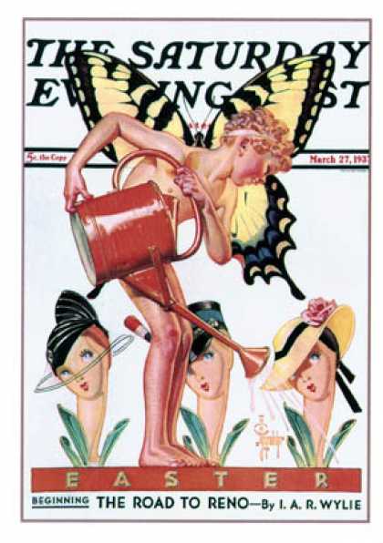 Saturday Evening Post - 1937-03-27: Easter Fairy (J.C. Leyendecker)
