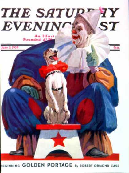 Saturday Evening Post - 1939-06-03: Circus Clown & Pooch (John E. Sheridan)