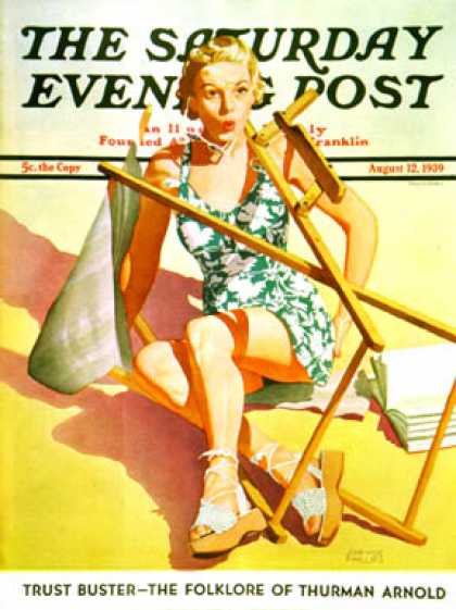Saturday Evening Post - 1939-08-12: Broken Beach Chair (John Hyde Phillips)
