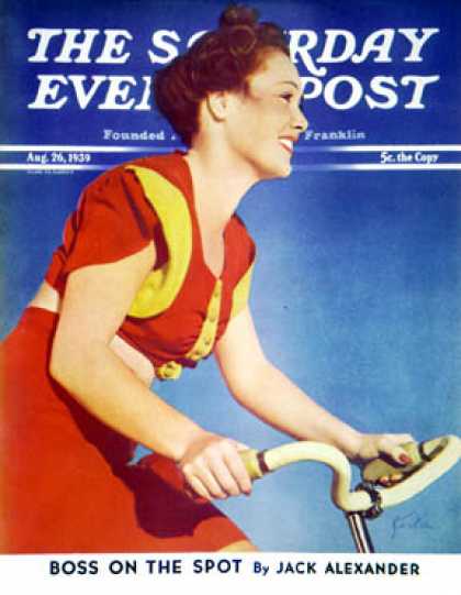 Saturday Evening Post - 1939-08-26: Bicycling Beauty (Charles E. Kerlee)