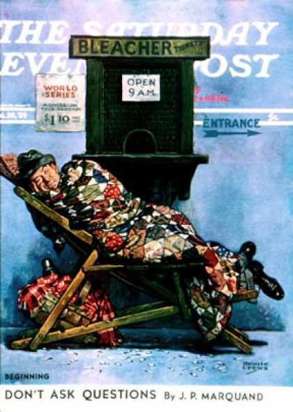 Saturday Evening Post - 1939-09-30: First in Line for Tickets (Monte Crews)