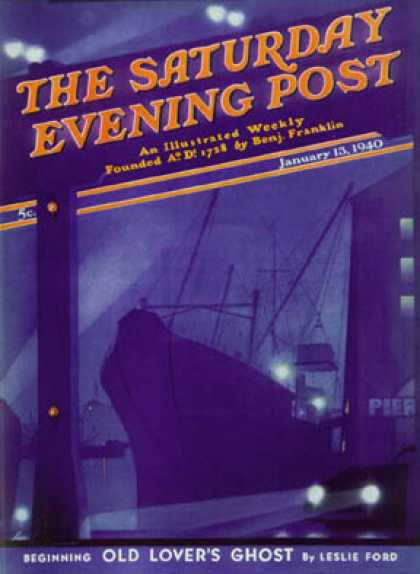 Saturday Evening Post - 1940-01-13: Nighttime in Port (Ski Weld)