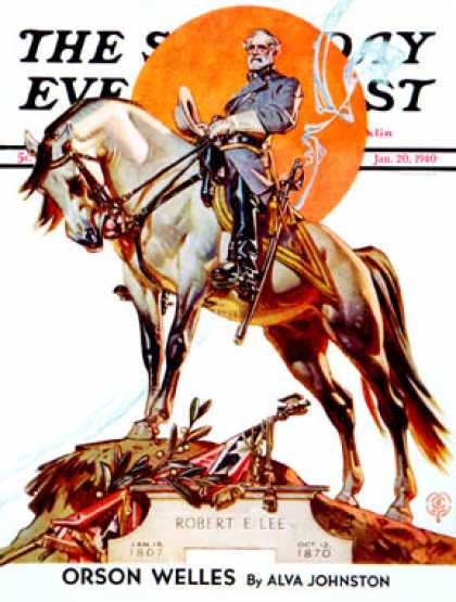 Saturday Evening Post - 1940-01-20: Robert E. Lee on Traveler (J.C. Leyendecker)