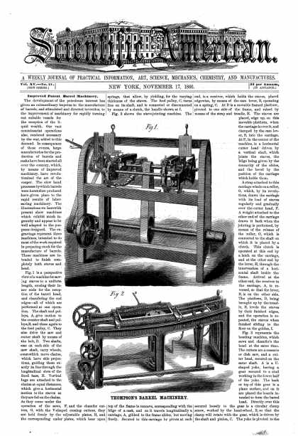 Scientific American - Nov 17, 1866 (vol. 15, #21)