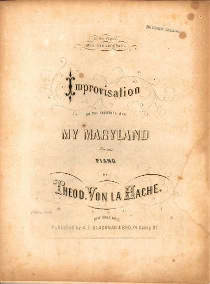 Sheet Music - Improvisation on the favorite air My Maryland; Op. 546 d