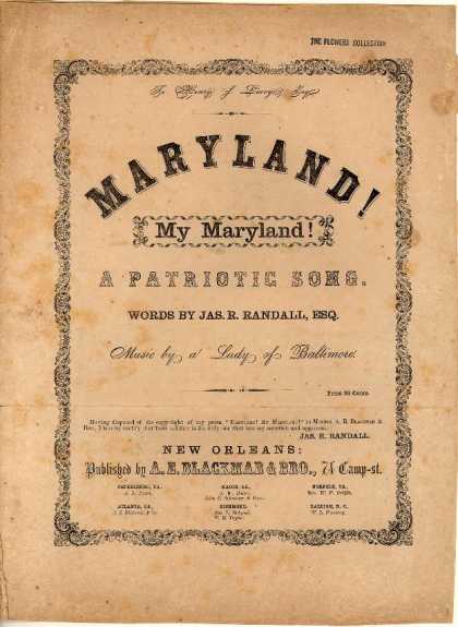 Sheet Music - Maryland! my Maryland! a patriotic song