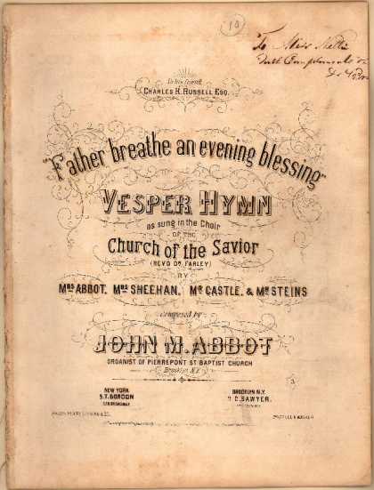 Sheet Music - Father breathe an evening blessing; Vesper hymn