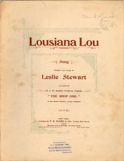 Sheet Music - Lousiana Lou; Shop girl