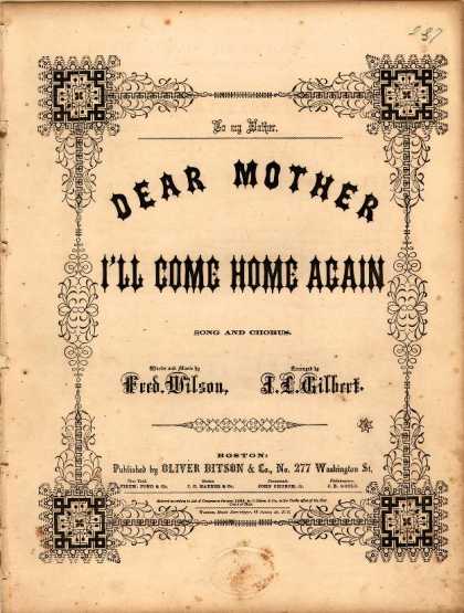 Sheet Music - Dear Mother, I'll come home again