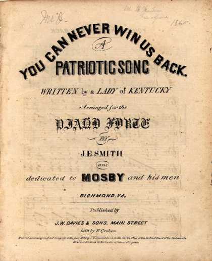 Sheet Music - You can never win us back; A patriotic song