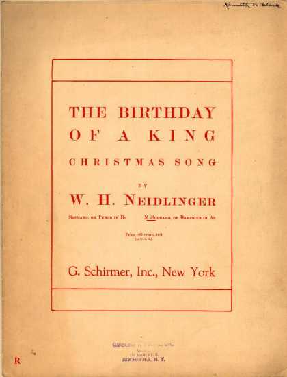 Sheet Music - The birthday of a King; Christmas song