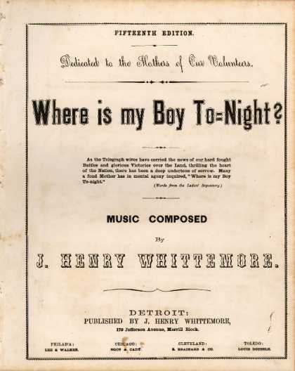 Sheet Music - Where is my boy to-night?