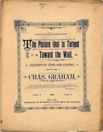Sheet Music - Picture that is turned toward the wall; Pathetic song and chorus