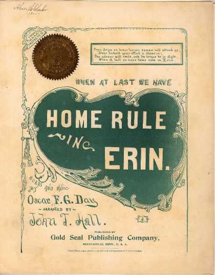Sheet Music - When at last we have home rule in Erin