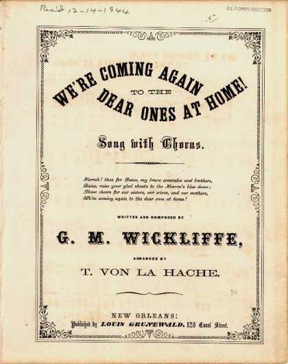 Sheet Music - We're coming again to the dear ones at home!