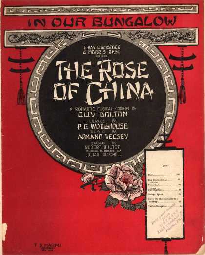 Sheet Music - In our bungalow; Rose of China